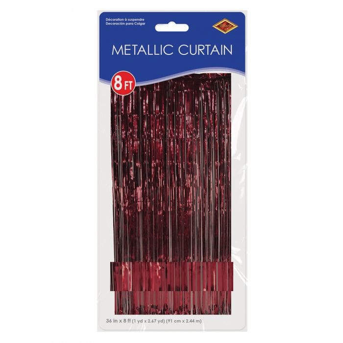 Metallic Door Curtain Burgundy ~ 36" x 8'