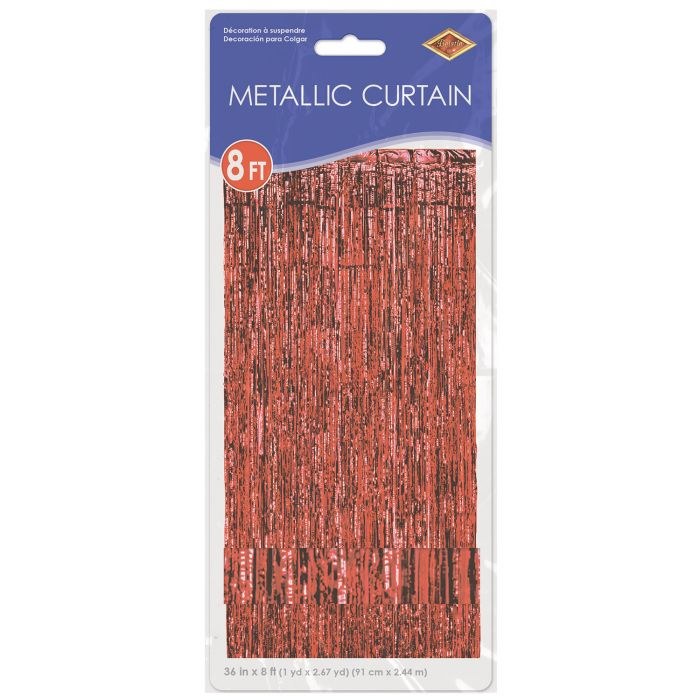 Metallic Door Curtain Red ~ 36" x 8'