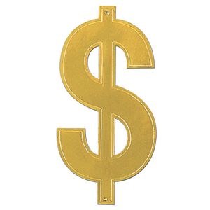 16in. Gold Foil Dollar Sign