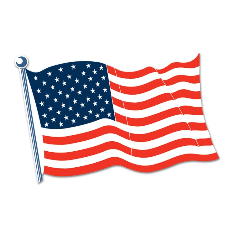 Cutout Flag American 18in