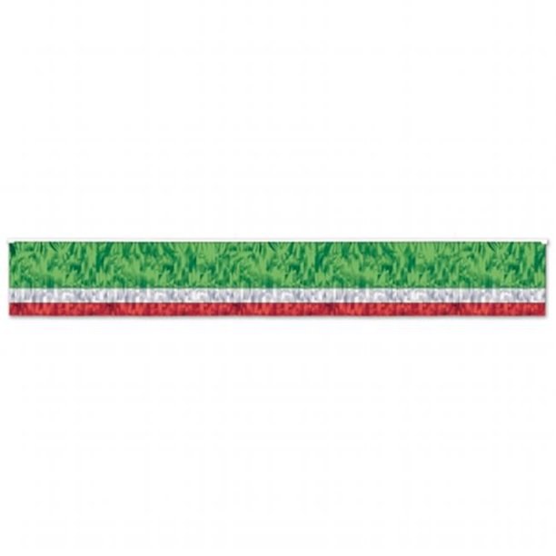 Metallic Fringed Drage (Flame Resistent) Red/White/Green ~ 10'