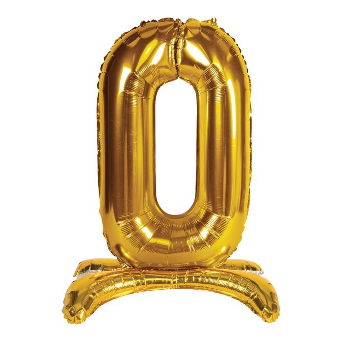 AIRFILL (NO HELIUM) Self-Standing Balloon Gold Number 0