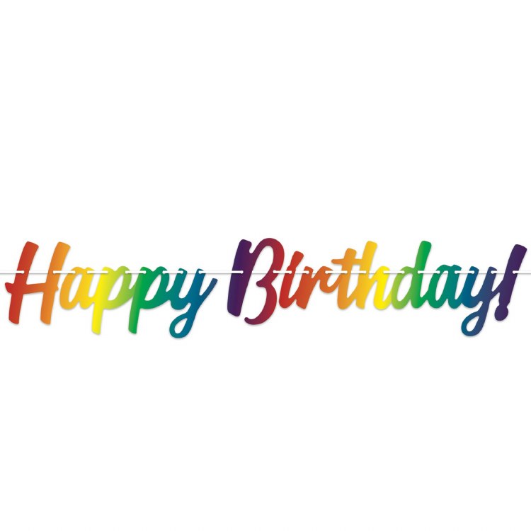 Happy Birthday Banner Rainbow Script • 4ft.