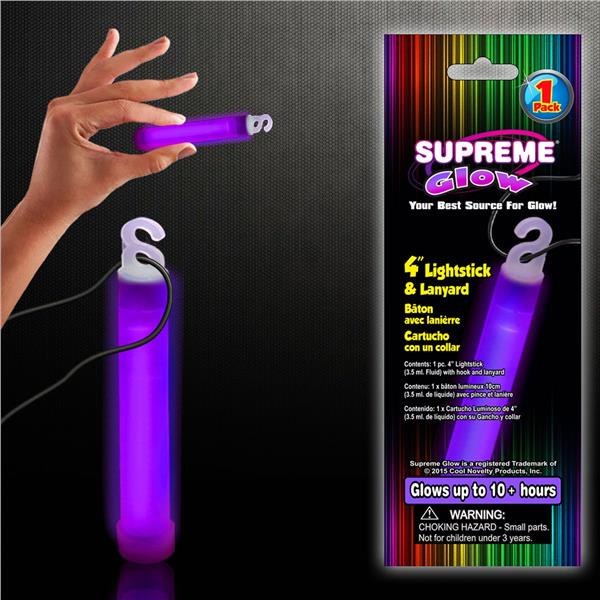 4" Glow Stick w/Lanyard Purple