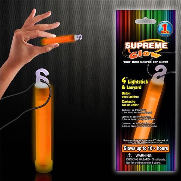 4" Glow Stick w/Lanyard Orange