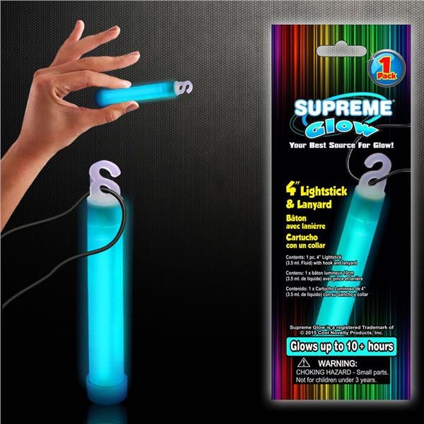 4" Glow Stick w/Lanyard Aqua