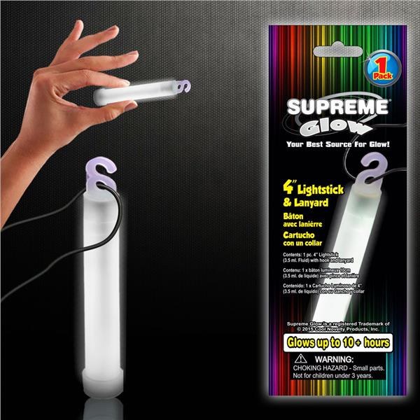 4" Glow Stick w/Lanyard White