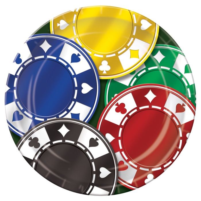 Poker Chips Plates 9" 8ct