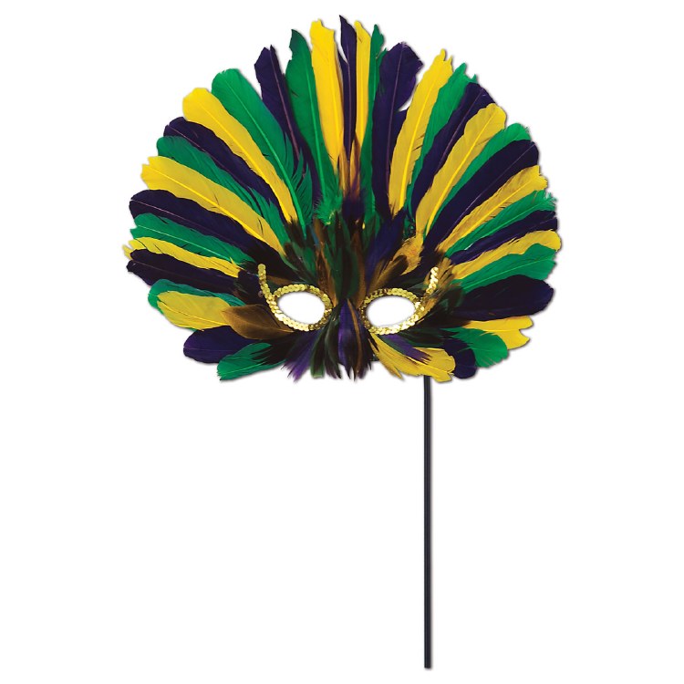Mask Feather Rainbow on Stick