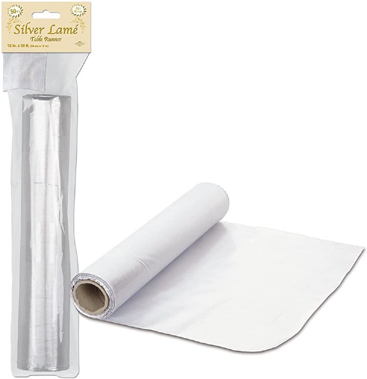 Table Runner Roll Silver Fbric