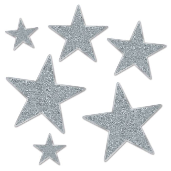 Glittered Star Cutouts SILVER