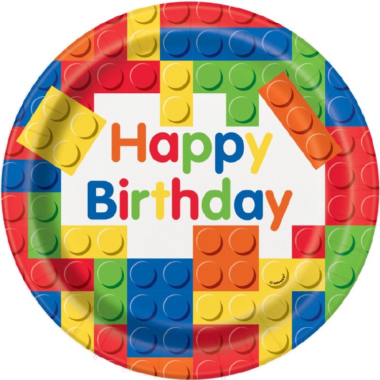 Building Blocks 9" Plates 8ct