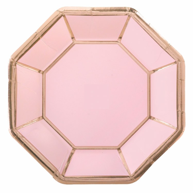 Blush Wedding Metallic Octogonal Plates