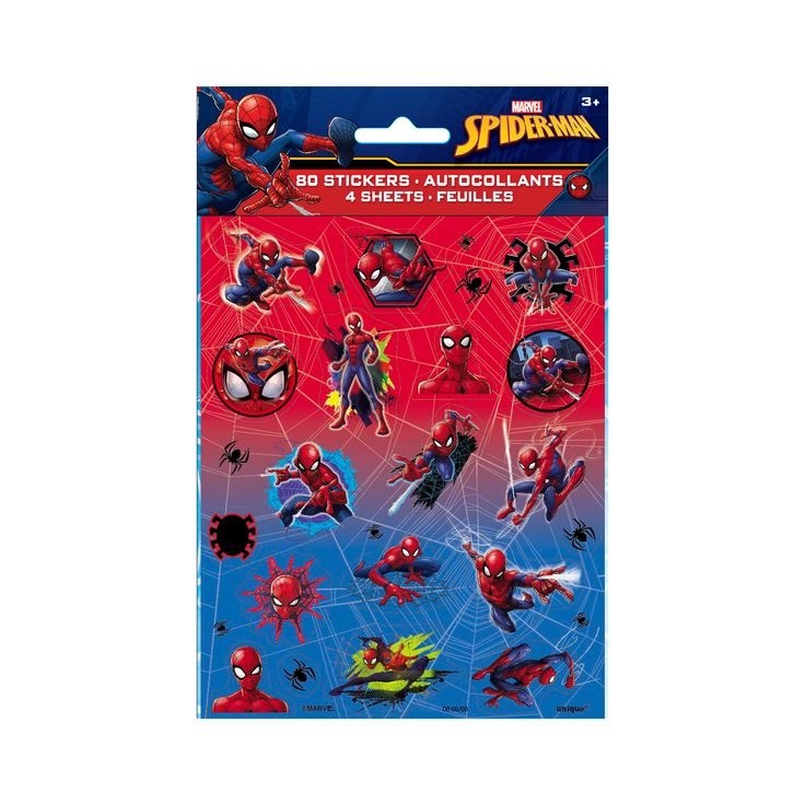 Spiderman Sticker Sheet 4ct