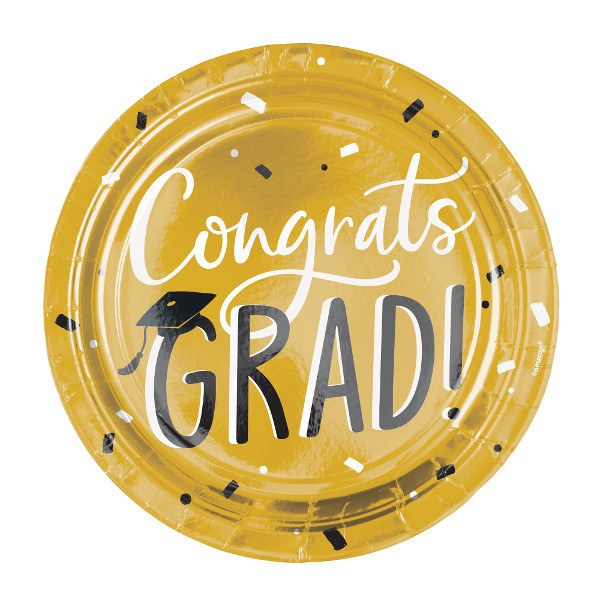 Congrats Grad 10.5in Gold Plates 8ct