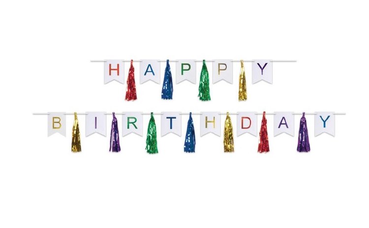 Happy Birthday Tassel Streamer Rainbow
