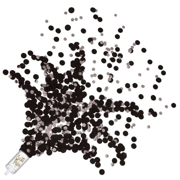 Confetti Popper Black and Silver 8ct