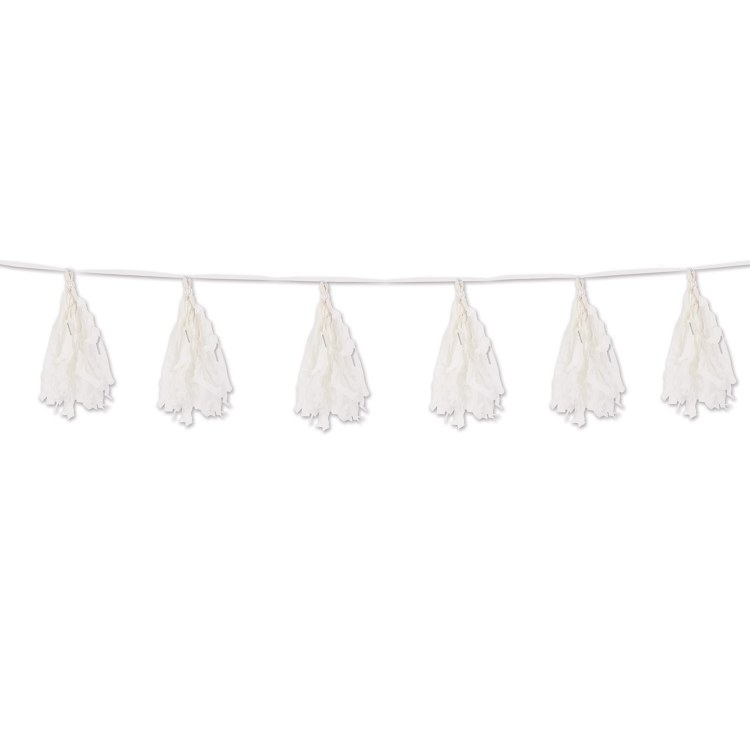 Tassel Garland ~ White Tissue ~ 8'