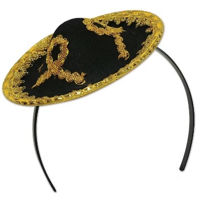 Hat Mini Sombrero Blk/Gld