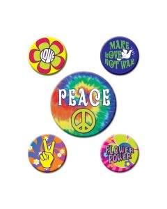 Buttons 60's Peace Party