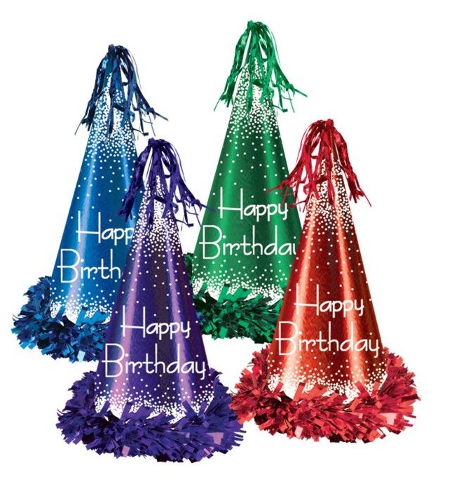 Fringed Foil Happy Birthday Party Hat
