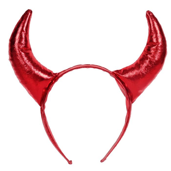 Headband Devil Horns Shiny Red