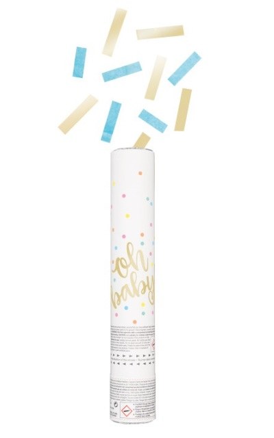 Oh Baby Blu/Gld Confetti Canon