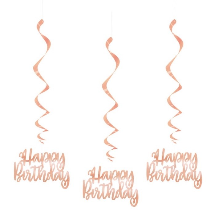 HBD Hanging Swirl Rose Gld 3ct