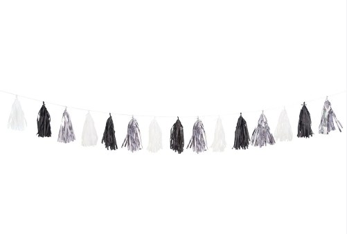 Tissue Garland Wht/Slv/Blk