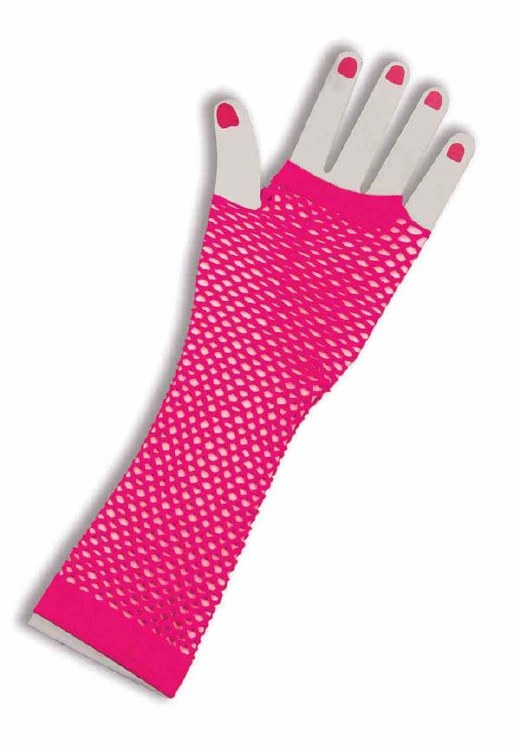 Glove Fishnet Long Pink