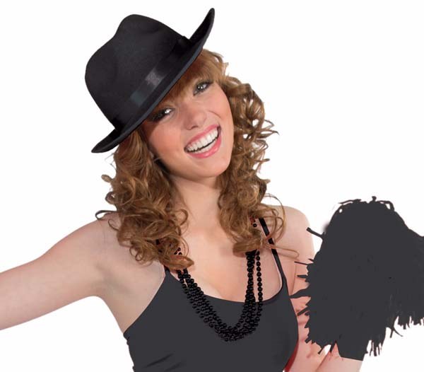 Hat Fedora Blk Satin