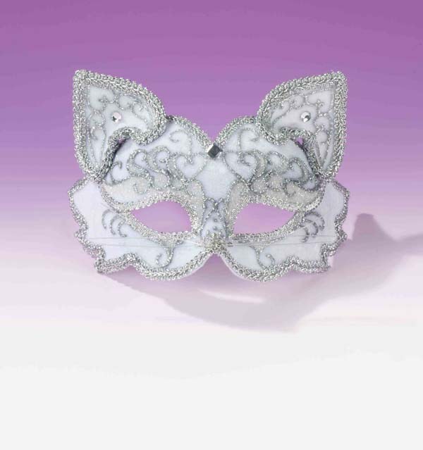 Mask Feline Fancy White and Silver