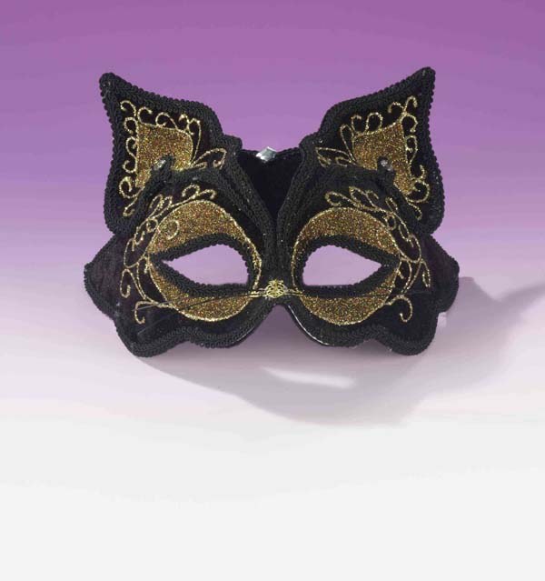 Mask Feline Fancy Blk/Gld