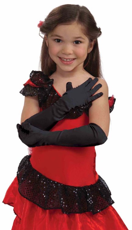 Gloves Opera Satin Child Blk