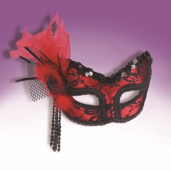 Mask Neon Red Lace