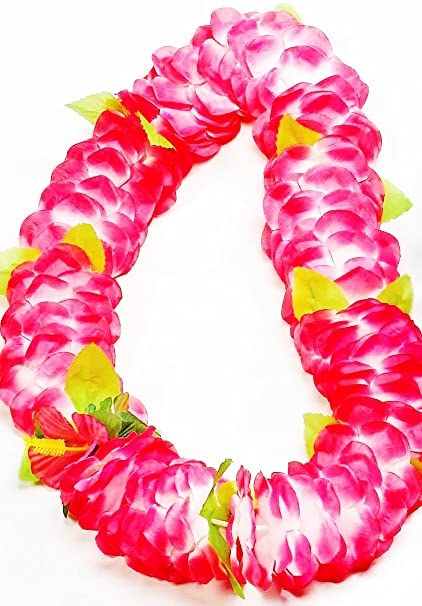 Lei Pink/White w/ Green Leafs