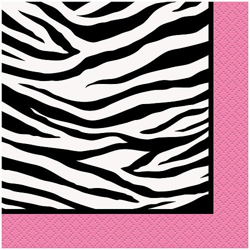 Pink Zebra Beverage Napkins 16ct