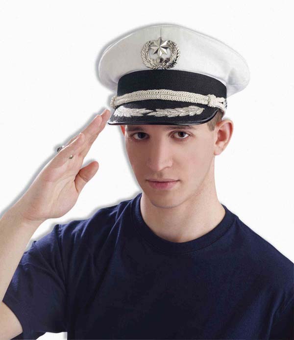 Hat Officer White w/ Silver Trim