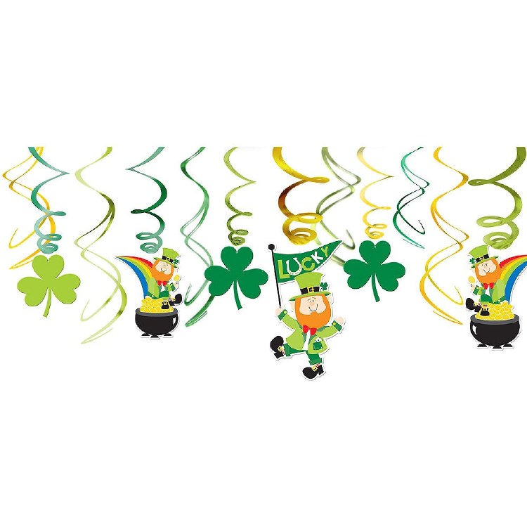 St. Patrick's Day Leprechaun Hanging Swirl Decor ~ 12 Pieces
