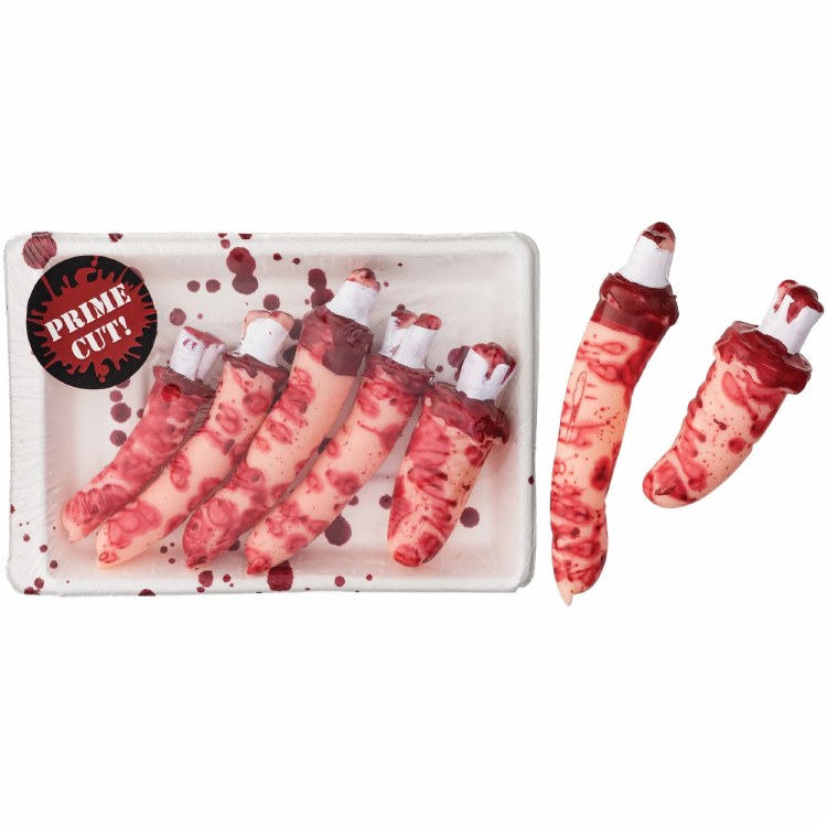 Meat Market Bloody Fingers In Butcher Packaging