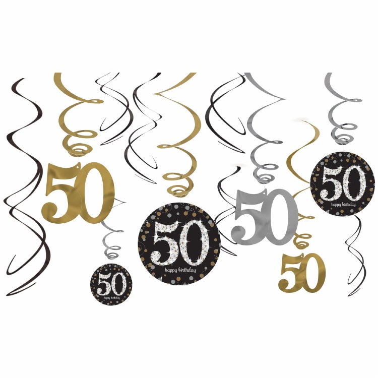 Sparkling 50th Swirl Decor 12pc
