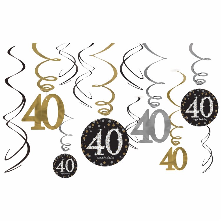 Sparkling 40th Swirl Decor 12pc