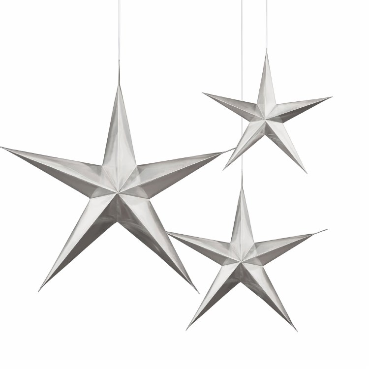 Star Hanging Silver 3pk