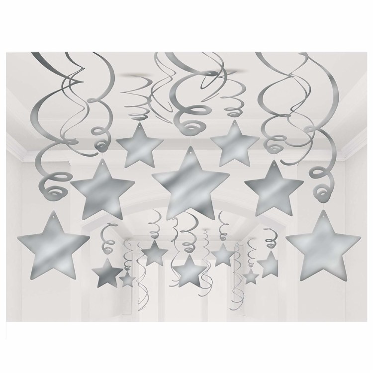 Swirl Decor Shooting Stars Silver
