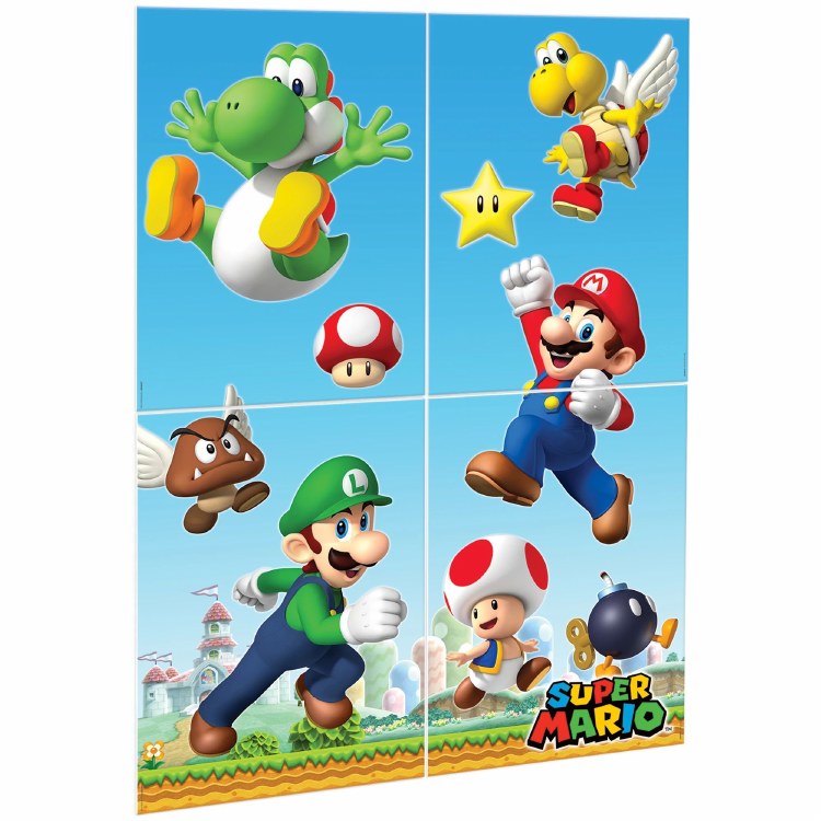 Super Mario Wall Decor Kit Champion Party Supply