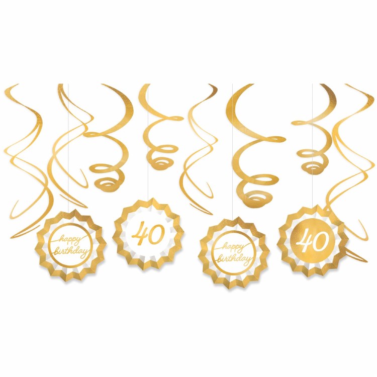 Golden 40th Swirl/Fan Decor