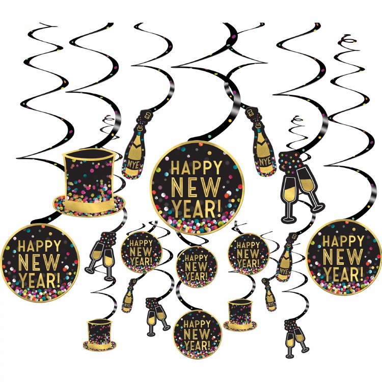 Confetti New Year Swirl Deco
