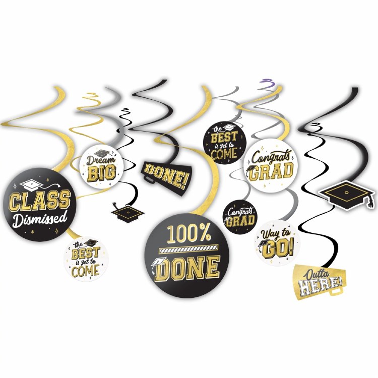 Grad Value Swirl Decor Blk/Svr/Gld
