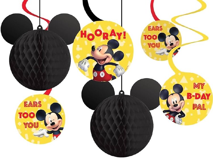 Mickey Mouse Hanging Swirl Decorations • 12 Count
