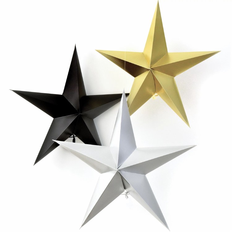 3D Hanging Stars BK/GD/SV 3ct